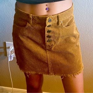 (Like New) Corduroy Brown Buttoned Mini Skirt